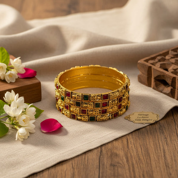 Green & Pink 4 Set Lakshmi Bangles