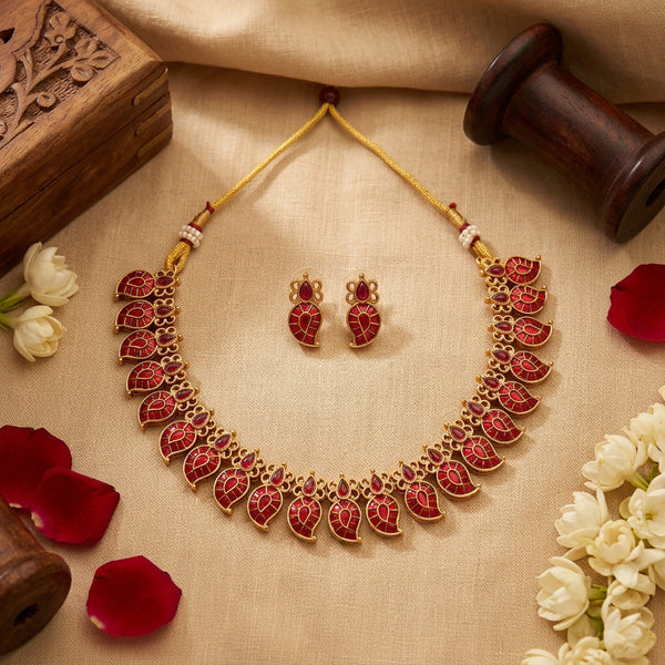 Peacock Leaf Necklace Set