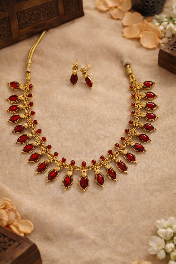 Ruby Drop Kundan Necklace